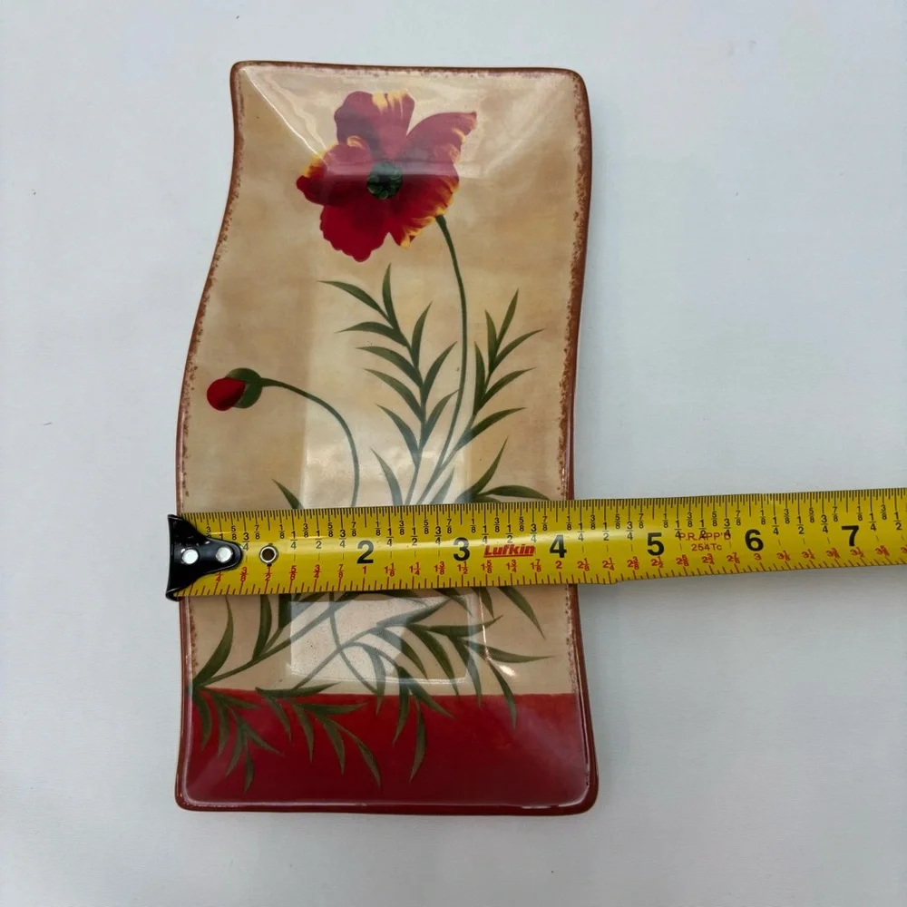 Pier 1 Poppies 8 1/4” Rectangular Trays Plates Set 4